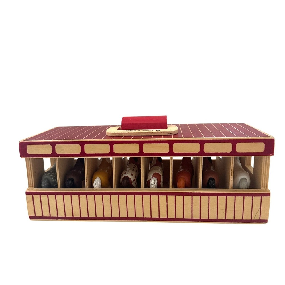 Melissa & Doug Take-Along Show-Horse Stable Wooden Toy Set with 8 Horses 3744 - Picture 3 of 7